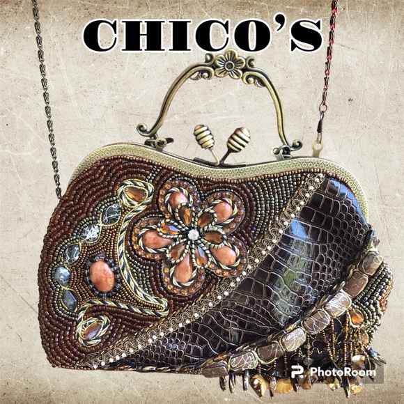 Chicos brown Beaded Evening Bag - Picture 1 of 9